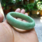 Zheru Jewelry Natural Burmese Jadeite 54-64mm Light Green Bracelet