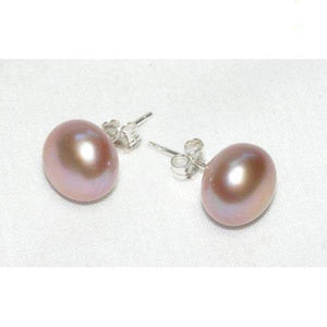Lavender Freshwater Pearl Earrings S925 Sterling Silver Stud Lady Gift