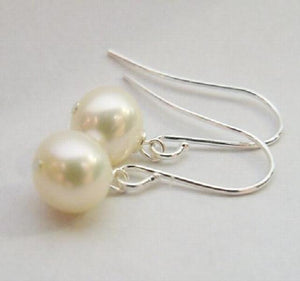 Peacock Round Freshwater Pearl Drop Earrings S925 Silver Hook