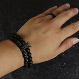 CZ King Crown Charms Beads Bracelet for Men Women