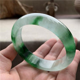 Zheru Jewelry Natural Burmese Jade Green Two-Color Bracelet 54-64mm