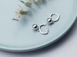 925 Silver Polished Lucky Ball Loop Huggie Earrings