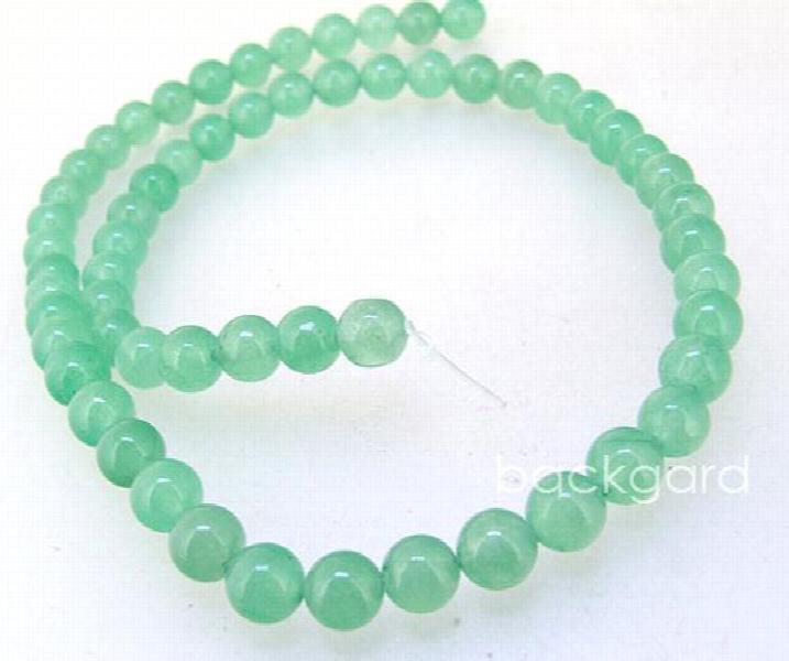 6MM Round Young Green Jade Gemstone Loose Beads 15'' Strand