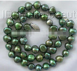 Baroque Green Freshwater Pearl Necklace, 8-9mm