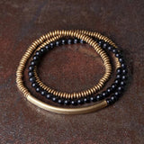 Colorful Stone Metallic Copper Bracelet Row Female Male Jewelry Unique