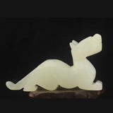 Old Natural Jade Hand Carved Dragon Pendant Statue