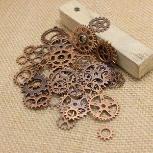 100 pcs Antique Copper Gear Charms Pendant for DIY Metal Jewelry Making