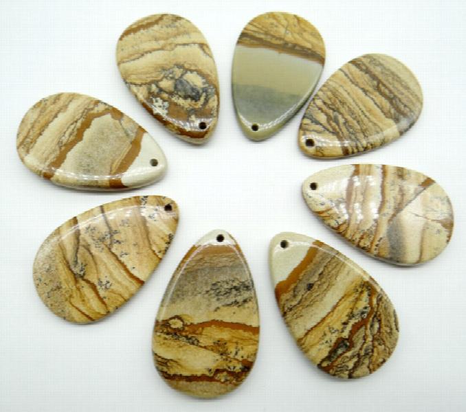 6PCS Natural Stone Quartz Crystal Water Droplets Pendant