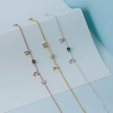 Personalized Initial Bracelet with Birthstone