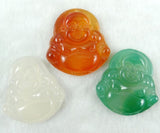 Gem Stone Quartz Chalcedony Agate Carving Buddha Pendant Charms 3pcs