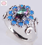 Flower Opal & Rainbow Crystal Wedding Ring