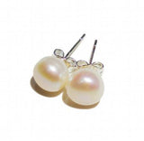 Real Freshwater Pearl Stud Earrings 925 Sterling Silver Jewelry