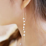 925 Silver Long zircon Stud Earrings For Women Lady Jewelry