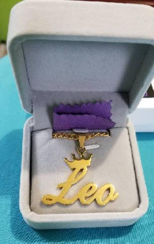 Personalized Crown Name Necklace Women Men 2 inches Big Nameplate Jewelry