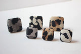 50pcs Leopard Print Square Flatback Cloth Buckle DIY Jewelry Earring Accessory