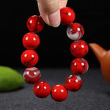 Red Chicken Blood Jade Round Beads Bracelet for Women Men Gift