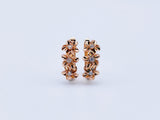 Vintage 3 Flower Links Drop Earrings with Cubic Zircon Stone 585 Rose