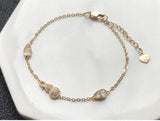 Gourd Inlaid Diamond Chalcedony Bracelet - Women's Silver Jewelry