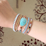 5 Strands Amazonite Stones Wrap Bracelets for Women