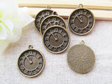 60pcs Vintage Round ClockTime Pendant Charm DIY Jewelry Accessory