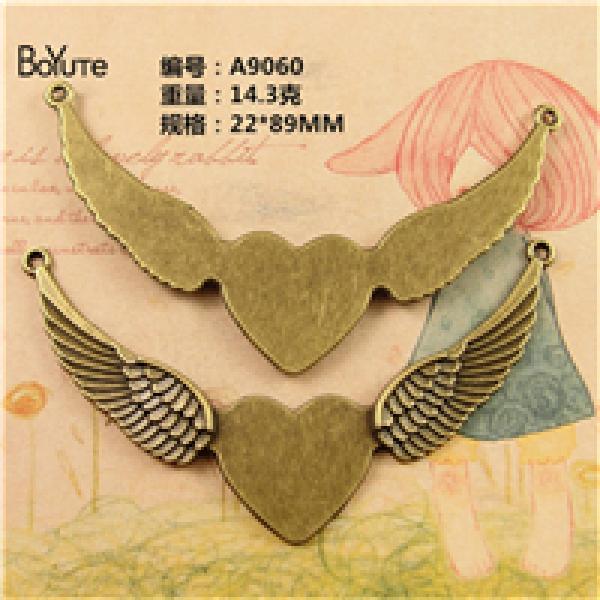 BoYuTe Heart Wings Charms Pendant Jewelry Components Diy Accessories