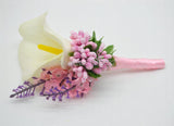 Prom Groomsman Boutonniere Calla Lily Buttonhole for Pink Wedding