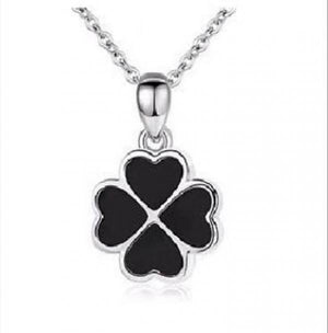Girls Red Green Clover Pendant Necklace Women Silver 925 Clavicle Necklace Gift