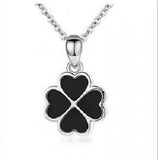 Girls Red Green Clover Pendant Necklace Women Silver 925 Clavicle Necklace Gift