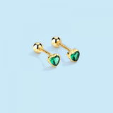 925 Silver Zircon Heart Stud Earrings Women Fine Jewelry