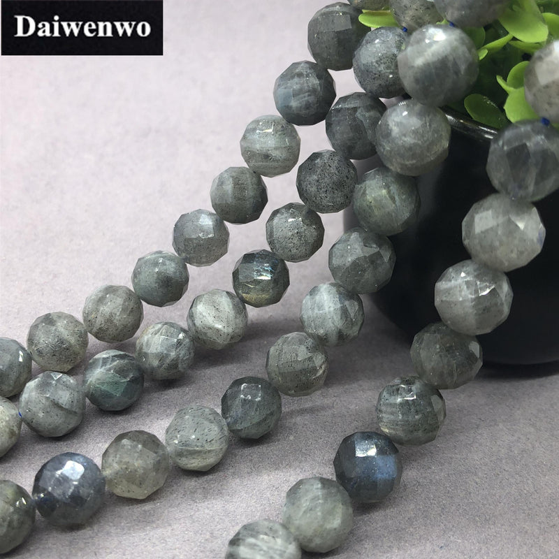 Gray Labradorite Bead 6-10mm Faceted Natural Stone DIY