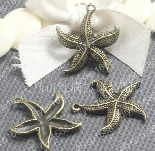 100pcs Antique Bronze Starfish Charm Pendants 23MM