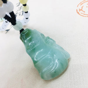 Emerald Jade Hand-Carved Bamboo Pendant Necklace Men Women