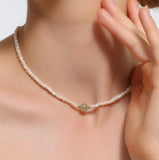 AA Pearl & Green Jade Choker Necklace - Wedding/Birthday Gift