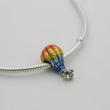 Hebeier Rainbow Hot Air Balloon S925 Sterling Silver Charm Bead Pendant