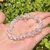 Natural Rock Quartz Moon Shape Bead Bracelet Crystal Reiki Healing Stone Jewelry
