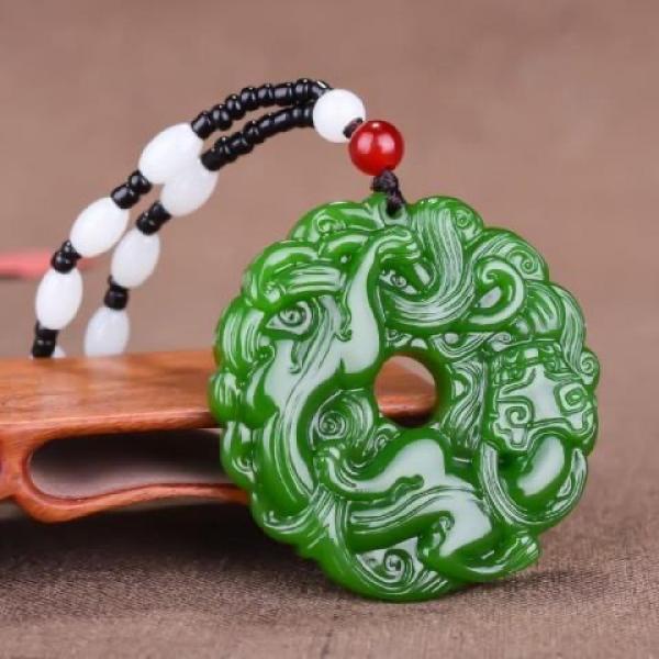 Hand-Carved Jade Tiger Pixiu Pendant Necklace