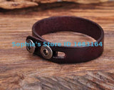 Brown Retro Buttons Leather Wristband Cuff Mens