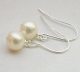 Peacock Round Freshwater Pearl Drop Earrings S925 Silver Hook