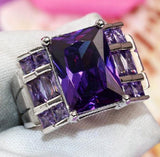 S925 Dark Purple CZ Wedding Engagement Ring for Women