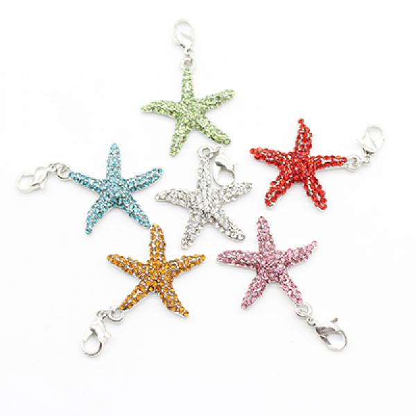 10pcs Alloy Starfish Pendants Charms Lobster Clasp for Bracelet Jewelry