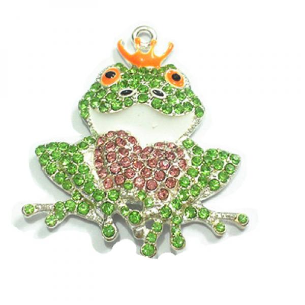 10pcs/lot Crown Frog Rhinestone Pendants For Necklace
