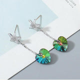 Tassel Heart Drop Earrings Austrian Crystal Pendientes