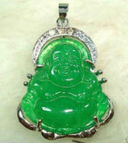 Chinese Green Jade Buddha Pendant Necklace