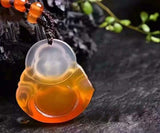 Natural Agate Crafted Buddha Pendant for Wealth & Luck Necklace