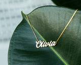 Personalized Name Bracelet, Stainless Steel, Cursive Nameplate, Christmas Gift