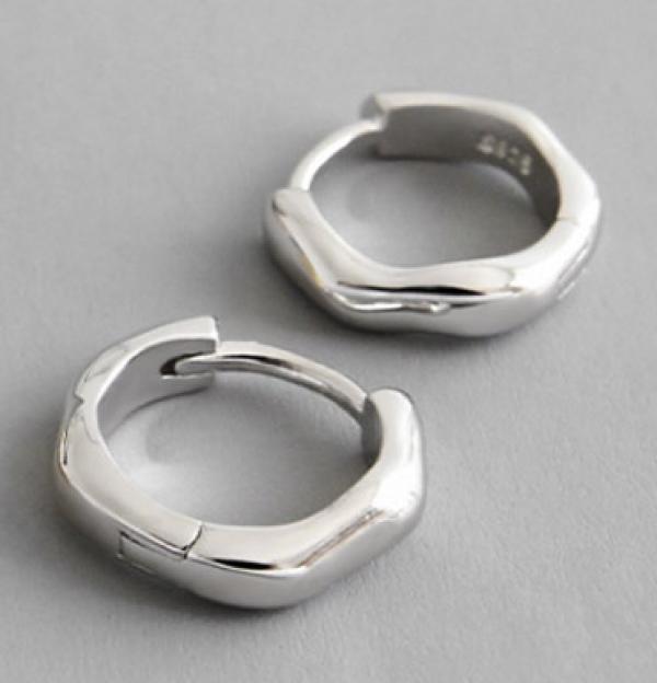 F.I.N.S S925 Silver Earrings INS Concave Hoop Women Accessories