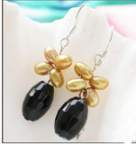 AAA+ 7mm Golden Rice Pearl Agate 925 Silver Earrings