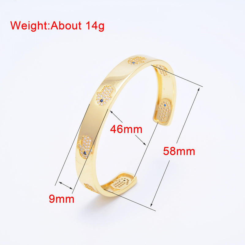 Women's Devil's Eye Hand of Fatima Bracelet with Zircon Hollow Heart