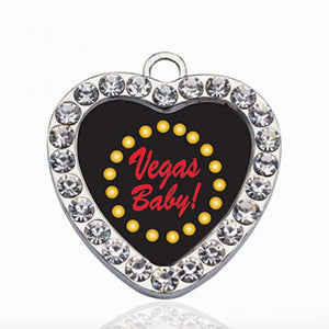 Vegas Baby Circle Charm Vintage Heart Charms Pendants Necklace