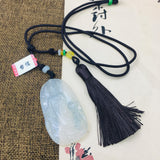 Ice Chalcedony Jade Guanyin Pendant Necklace